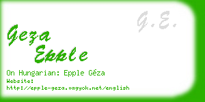geza epple business card